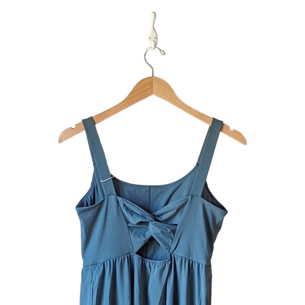 Halara NWT Twisted Back Side Slit Midi Casual Dress in Blue Spruce sz M - Picture 7 of 12